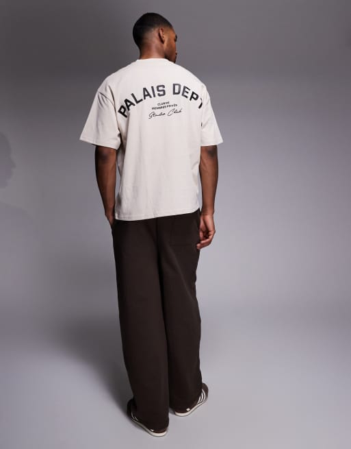 River Island oversized t-shirt with palais dept. graphics in light stone, 2 of 5