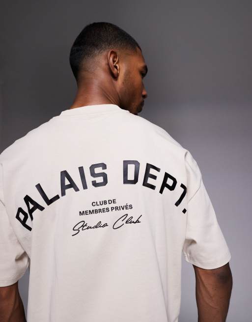 River Island oversized t-shirt with palais dept. graphics in light stone, 5 of 5