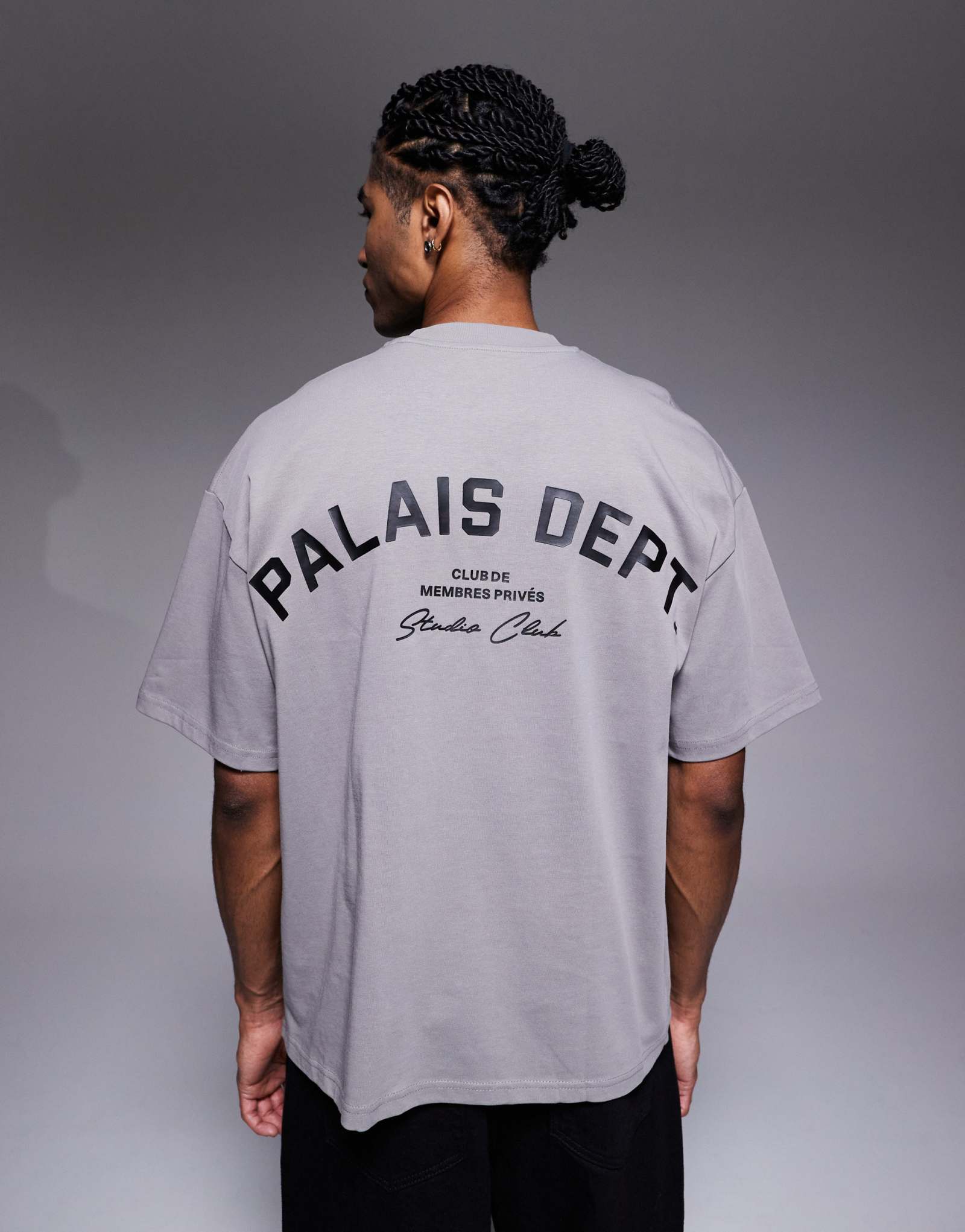 Футболка оверсайз River Island с изображением дворца в темно-сером цвете