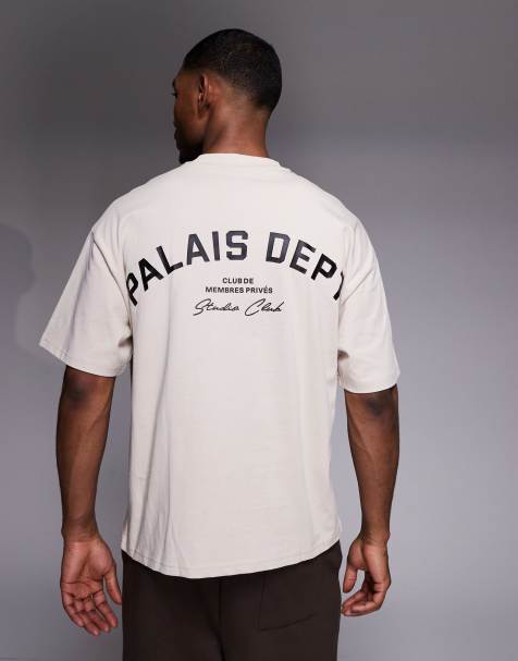 River Island oversized t-shirt with palais graphic in light stone - view 1