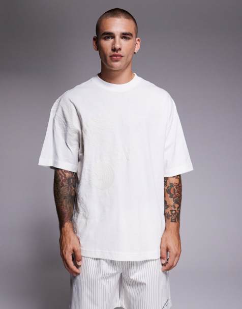 River Island oversized t-shirt with phoenix embroidery in white - view 1