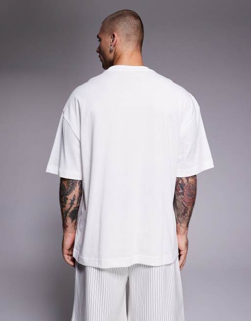 River Island oversized t-shirt with phoenix embroidery in white, 3 of 5
