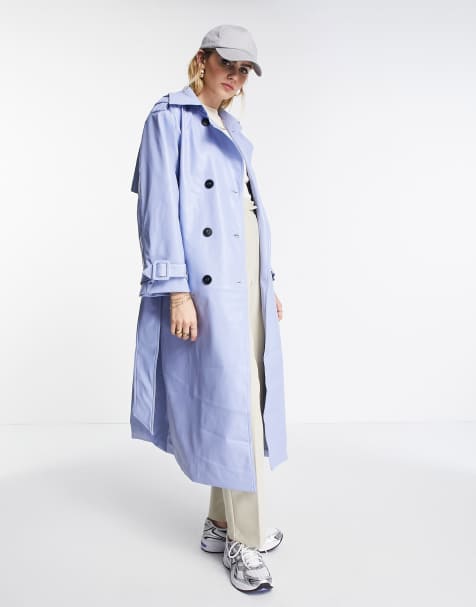 River Island - Oversized trenchcoat van imitatieleer in blauw - view 1