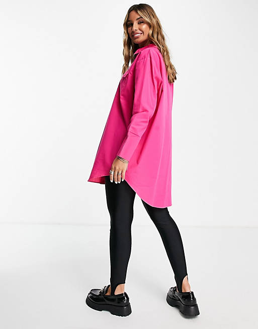 Women Shirts & Blouses/River Island oversized utility shirt in bright pink 