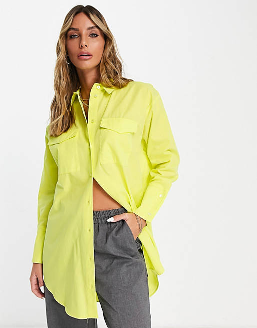Women Shirts & Blouses/River Island oversized utility shirt in lime 