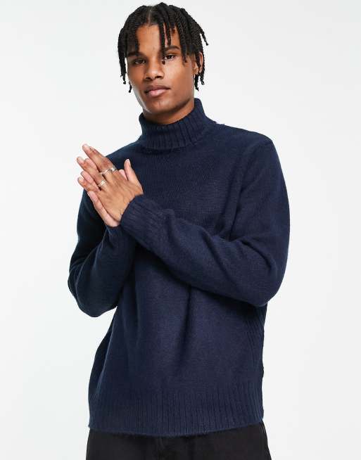 Longline Roll Neck Jumper, Navy