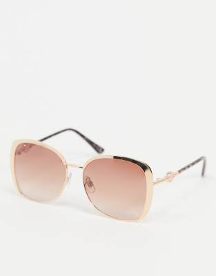 River Island - Oversized zonnebril in roségoud | ASOS