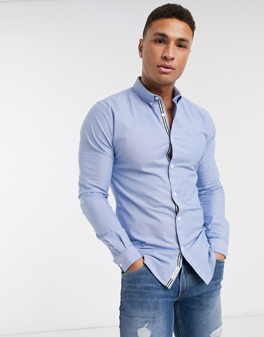 River Island muscle fit oxford shirt in light blue