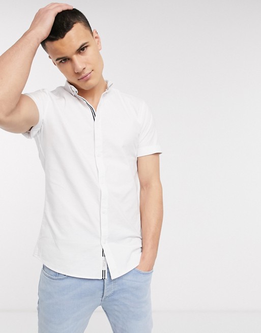 River Island oxford shirt in white with embroidery