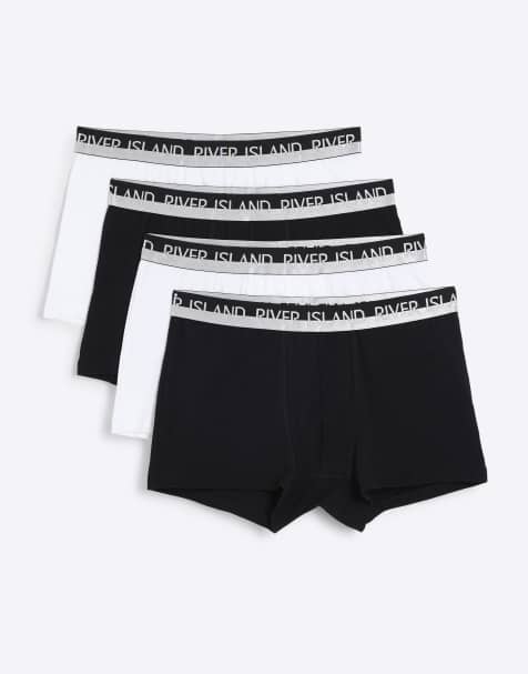 River Island Pack of 4 silver split waistband briefs in black - view 1
