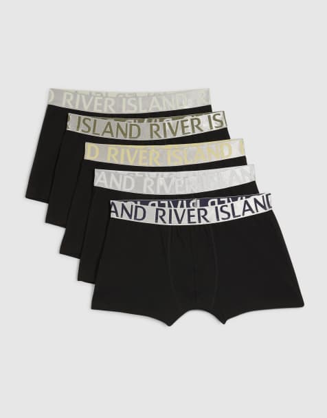 River Island Pack of 5 metallic trunks in black - view 1