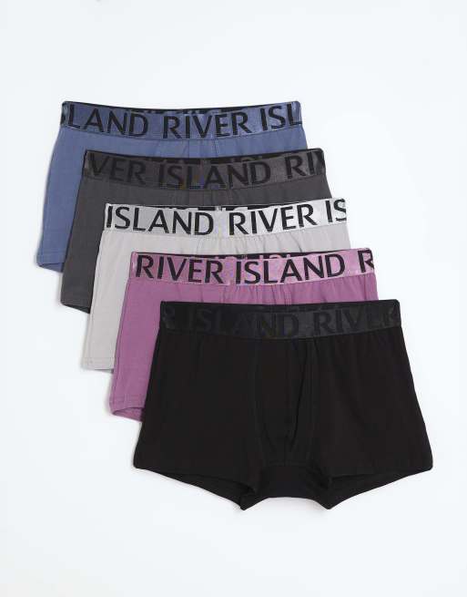 River Island Pack of 5 satin trunks in purple - dark