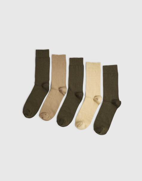 River Island Pack of 5 tube socks in khaki - view 1