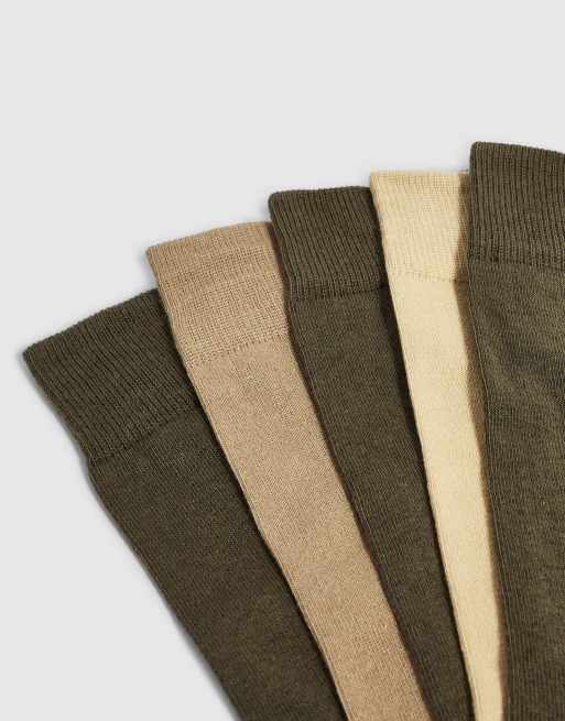River Island Pack of 5 tube socks in khaki, 2 of 4