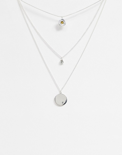 River Island pack of three minimal necklaces in silver