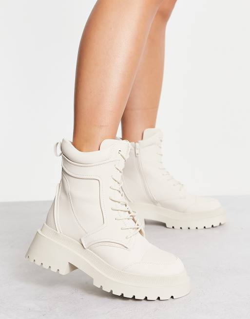 Cream shop biker boots