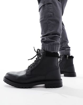 River Island padded collar boots in black - ASOS Price Checker