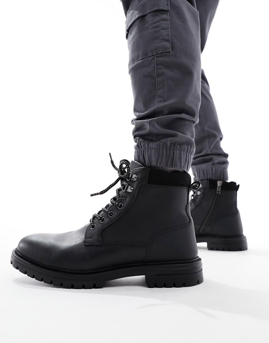 River Island Padded Collar Boots In Black