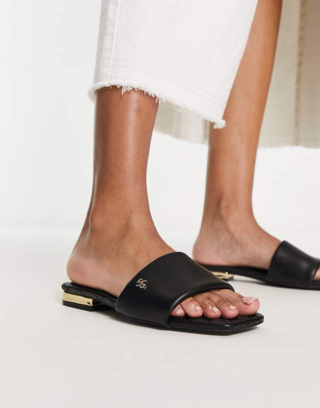 River Island padded flat sandal in black