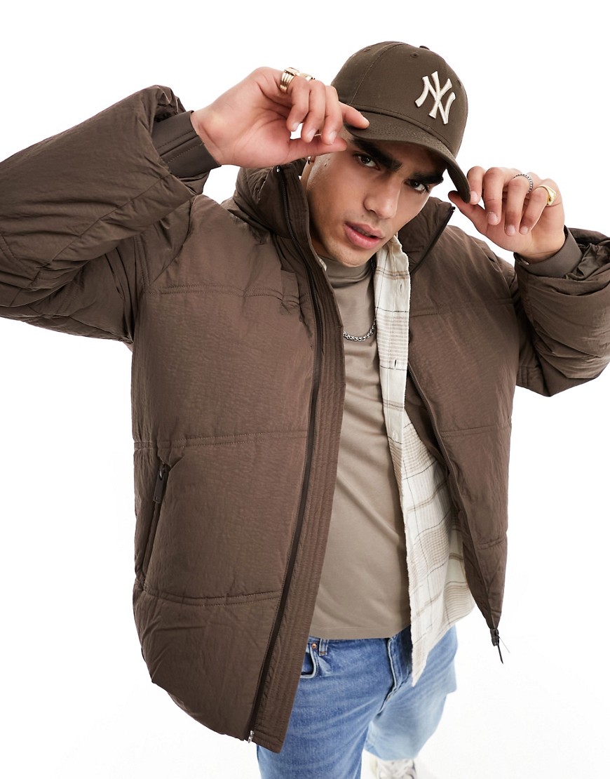 River Island padded jacket in brown