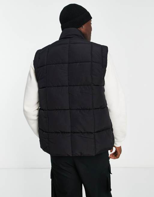 リバーアイランド River Island padded nylon gilet in black メンズ-