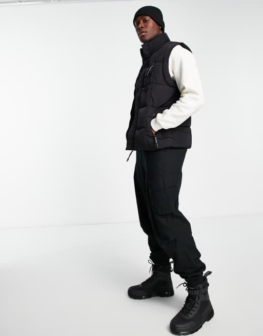 リバーアイランド River Island padded nylon gilet in black メンズ-