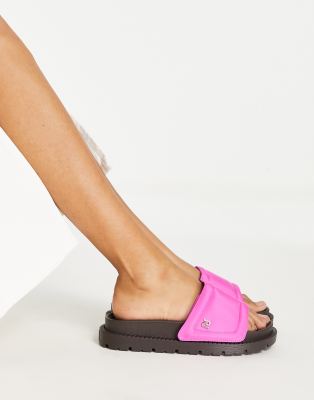 River Island padded nylon slider sandal in pink