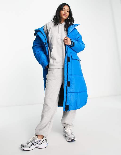 River island blue longline hot sale coat