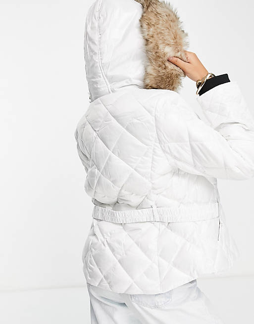River Island Padded Puffer Jacket With, White Puffer Coat With Hood