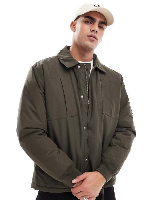 River Island padded utility jacket in khaki