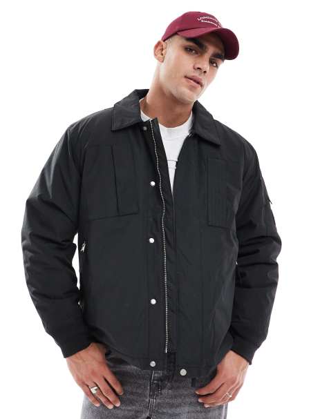 River Island padded utility jacket in navy - view 1