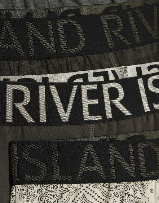 River Island Paisley bandana print pack of 5 trunks in black, 4 of 4