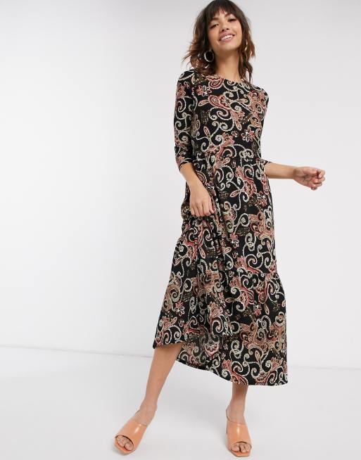 long sleeve paisley dress