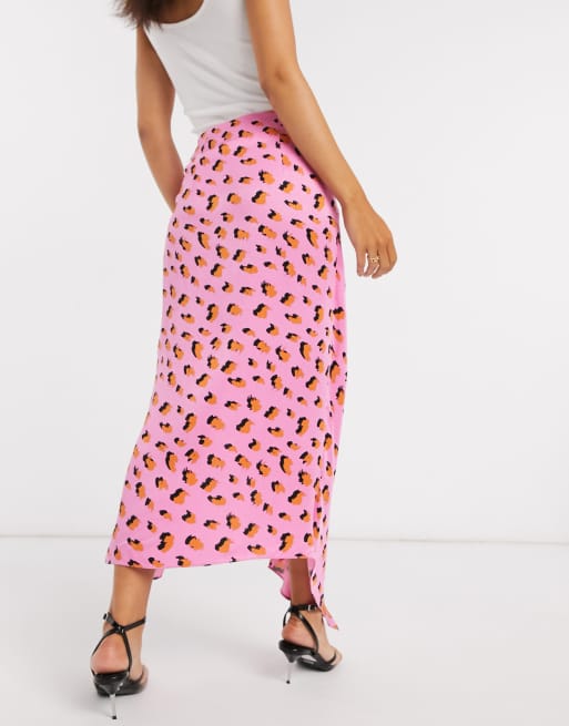 Pink midi outlet skirt river island