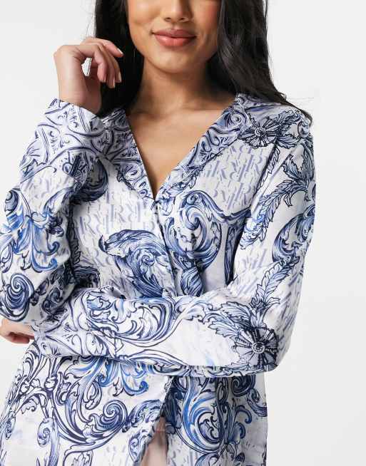 green patterned blouse