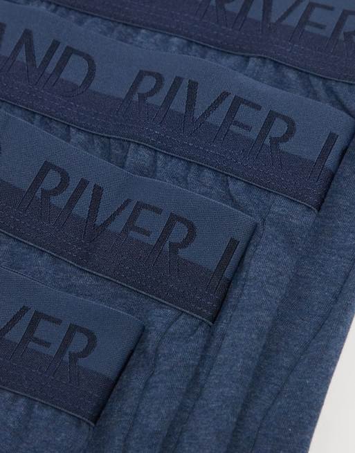 River Island - Pakke med 4 par boksershorts i meleret blå, 4 af 4