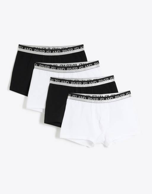 River Island - Pakke med 4 par hvide boksershorts med stretch