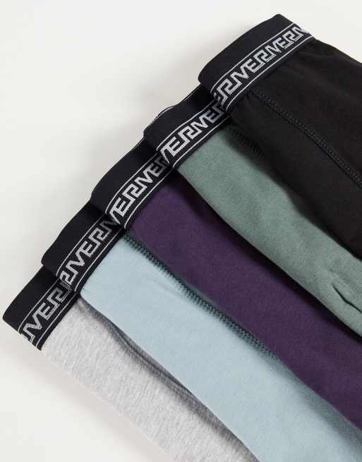 River Island - Pakke med 5 par boksershorts med taljebånd i grøn, 3 af 4