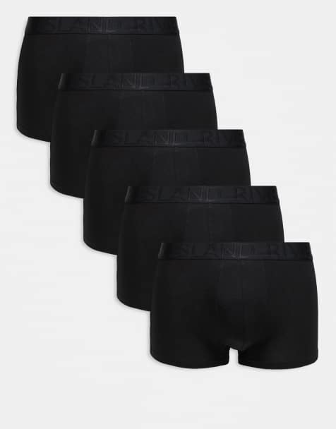 River Island - Pakke med 5 par sorte boksershorts med stretch i bomuld - view 1