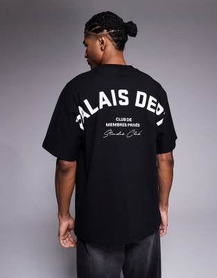 River Island Palais Dept Back Print Oversized T-shirt In Black