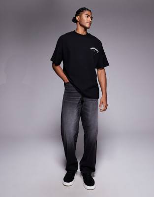 River Island Palais Dept Back Print Oversized T-shirt In Black