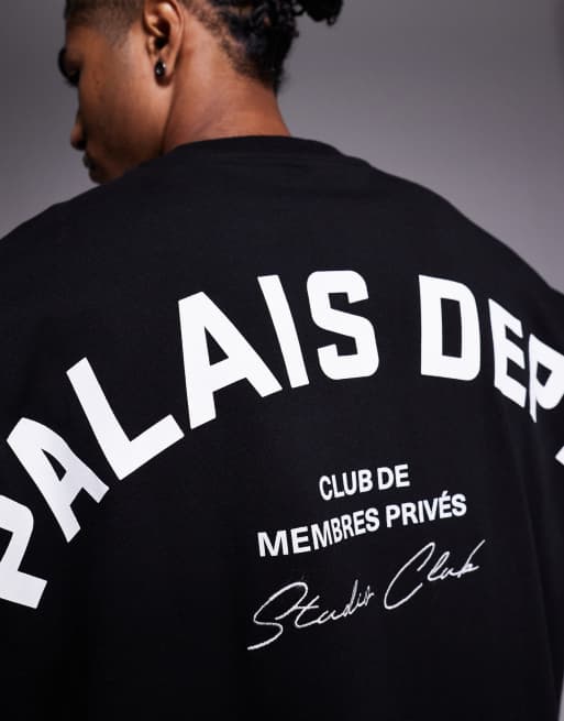 River Island Palais Dept back print oversized t-shirt in black