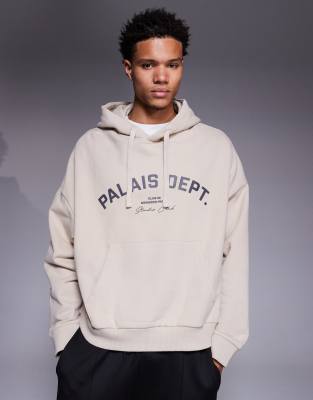 River Island 'palais Dept' Graphic Hoodie In Neutral