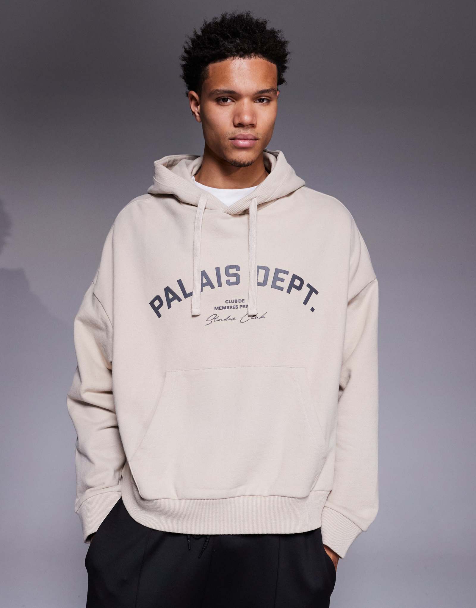 Худи с рисунком River Island 'Palais Dept' цвета экрю