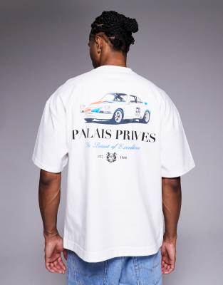 River Island 'palais Prives' Car Print T-shirt In White