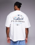 [River Island] River Island 'palais prives' car print t-shirt in white S WHITE