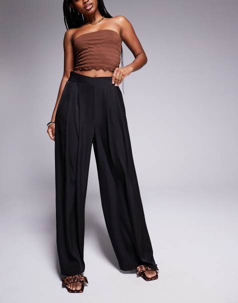 River Island – Palazzo-Hose in Schwarz mit weitem Schnitt - view 1