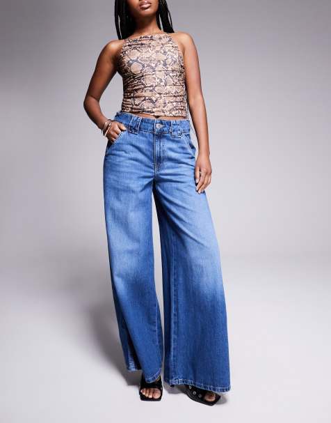 River Island palazzo jean in midwash blue - view 1