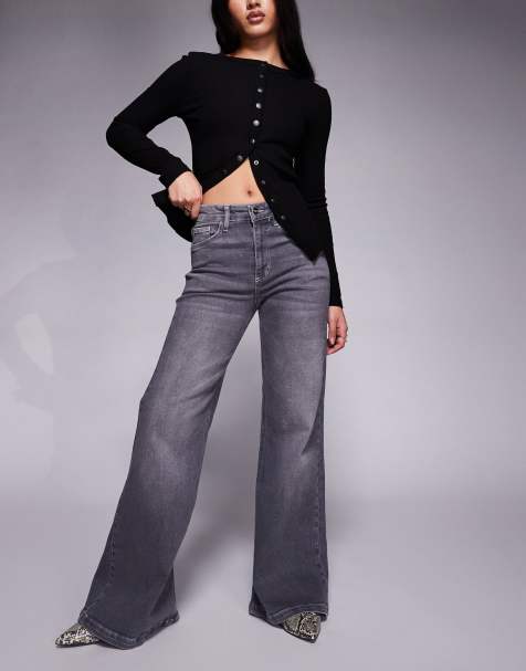 River Island palazzo jeans in dark grey - view 1