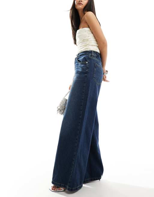 River Island palazzo jeans in darkwash blue, 5 of 5